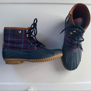 Tommy Hilfiger Navy/Red Flannel Duck Boots